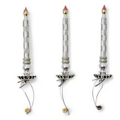 Sterling Check Glass Candle Clips, Set of 3