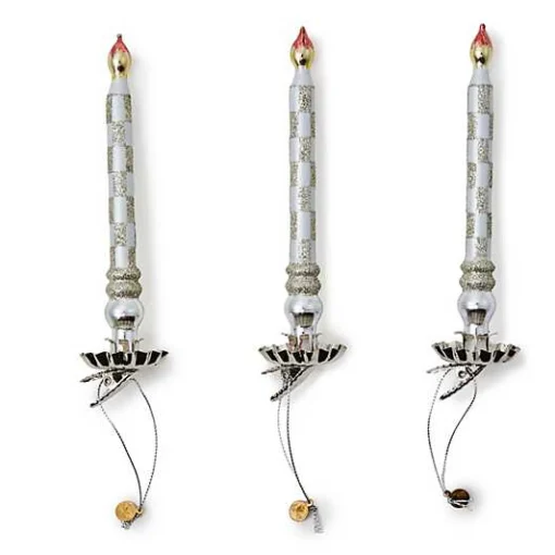 Sterling Check Glass Candle Clips, Set of 3
