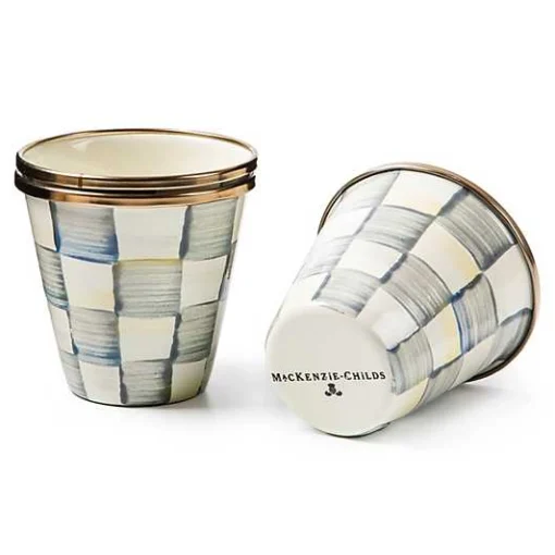 Sterling Check Herb Pots, Set of 3