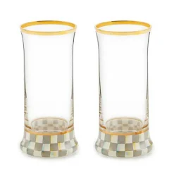Sterling Check Highball Glass, Set of 2
