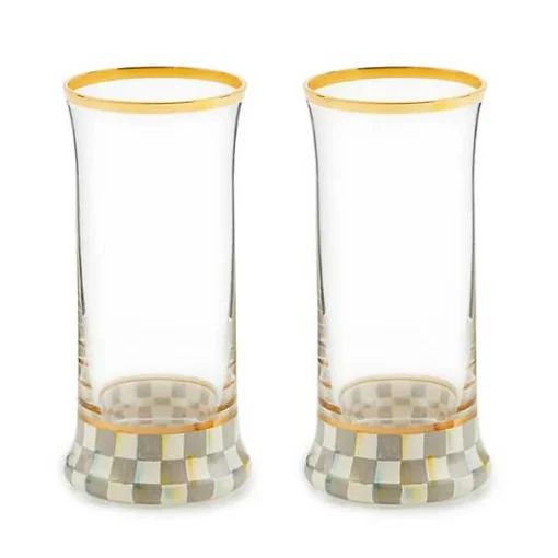 Sterling Check Highball Glass, Set of 2