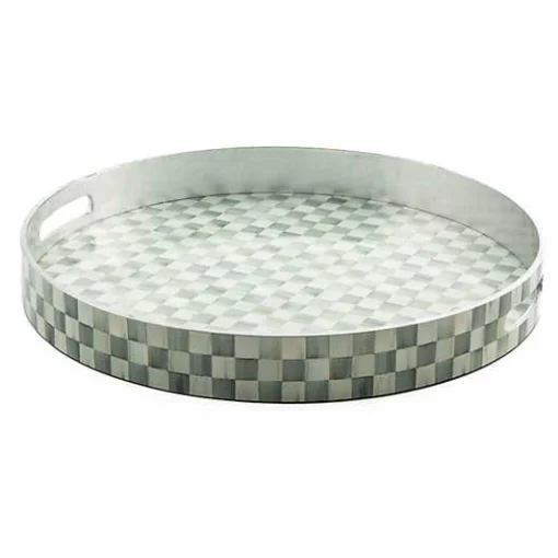 Sterling Check Lacquer Round Tray