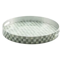 Sterling Check Lacquer Round Tray