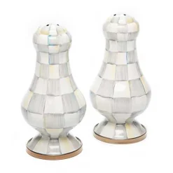 Sterling Check Large Salt  Pepper Shakers