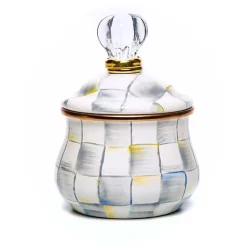 Sterling Check Lidded Sugar Bowl