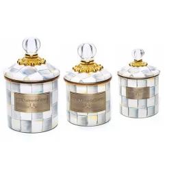 Sterling Check Little Canisters, Set of 3