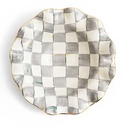 Sterling Check Medium Ceramic Fluted Serving Bowl