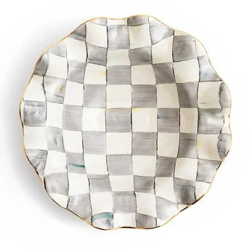 Sterling Check Medium Ceramic Fluted Serving Bowl