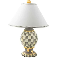 Sterling Check Medium Ceramic Globe Lamp