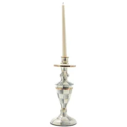 Sterling Check Medium Enamel Candlestick