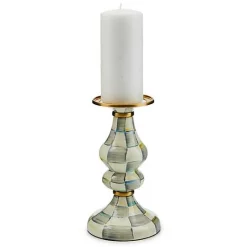 Sterling Check Medium Pillar Candlestick