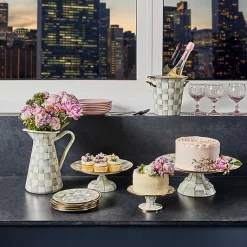 Sterling Check Mini Pedestal Platter