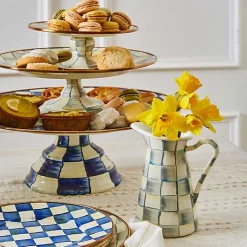Sterling Check Mini Pedestal Platter