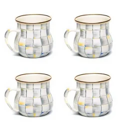 Sterling Check Mugs, Set of 4