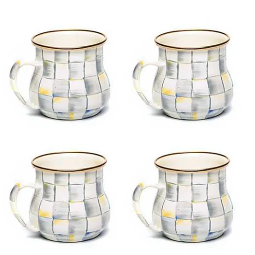 Sterling Check Mugs, Set of 4