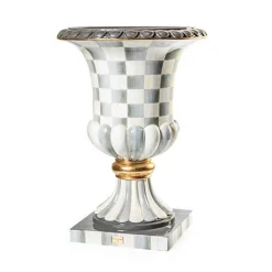 Sterling Check Pedestal Urn