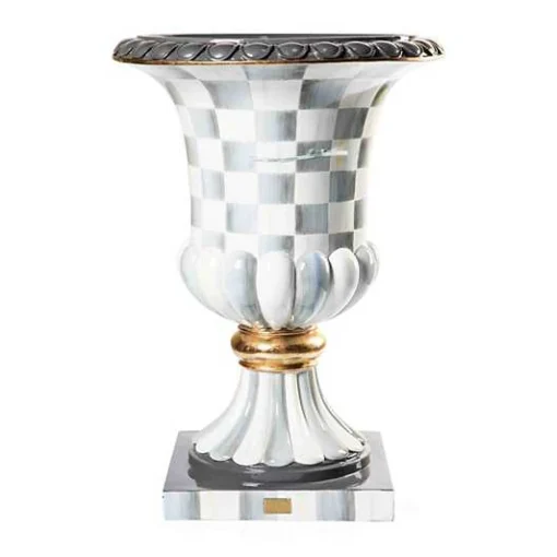 Sterling Check Pedestal Urn