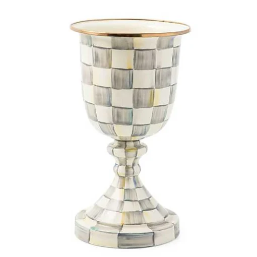 Sterling Check Pedestal Vase