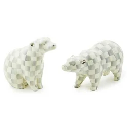 Sterling Check Polar Bear Figurines, Set of 2