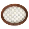 Sterling Check Rattan  Enamel Large Serving Tray