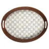 Sterling Check Rattan  Enamel Party Serving Tray