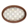 Sterling Check Rattan  Enamel Small Serving Tray