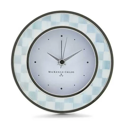 Sterling Check Silver Plated Round Desk Clock