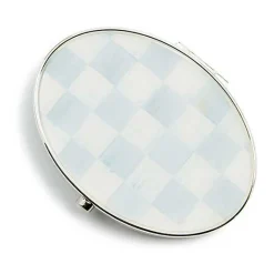 Sterling Check Silver Plated Compact Mirror