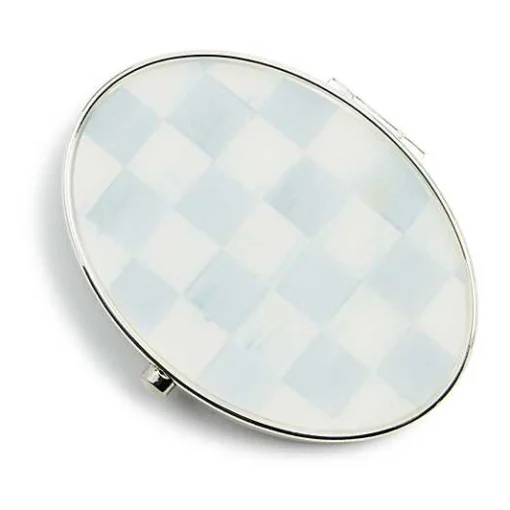 Sterling Check Silver Plated Compact Mirror