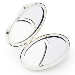 Sterling Check Silver Plated Compact Mirror