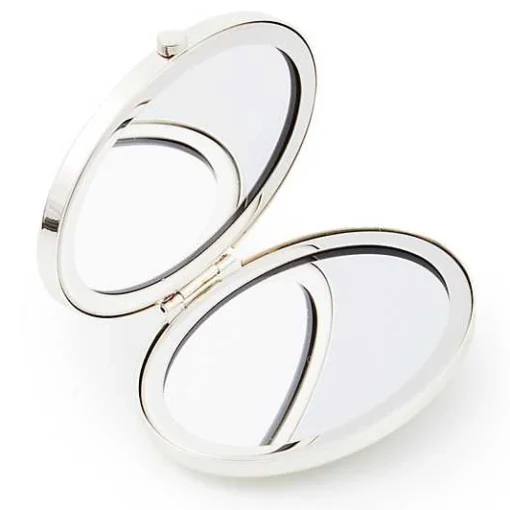 Sterling Check Silver Plated Compact Mirror