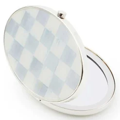 Sterling Check Silver Plated Compact Mirror