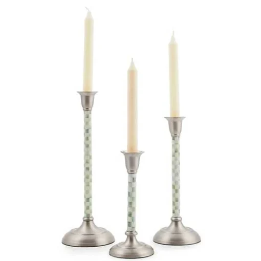 Sterling Check Small Candlestick