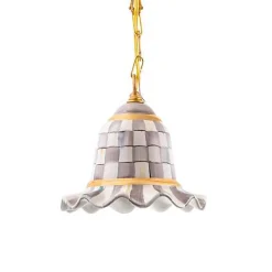 Sterling Check Small Ceramic Pendant Lamp