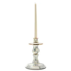 Sterling Check Small Enamel Candlestick