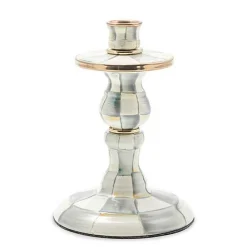 Sterling Check Small Enamel Candlestick