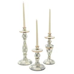 Sterling Check Small Enamel Candlestick