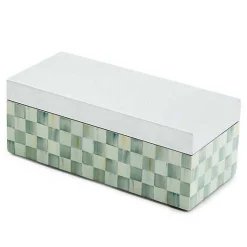 Sterling Check Small Lacquer Decorative Box with Hinged Lid