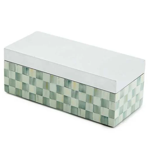 Sterling Check Small Lacquer Decorative Box with Hinged Lid