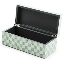 Sterling Check Small Lacquer Decorative Box with Hinged Lid