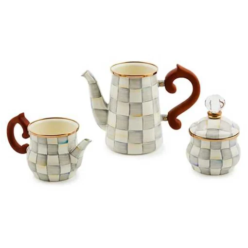 Sterling Check Stackable Coffee Set