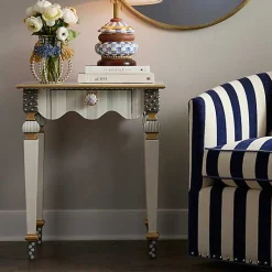 Sterling Check  Stripe Side Table