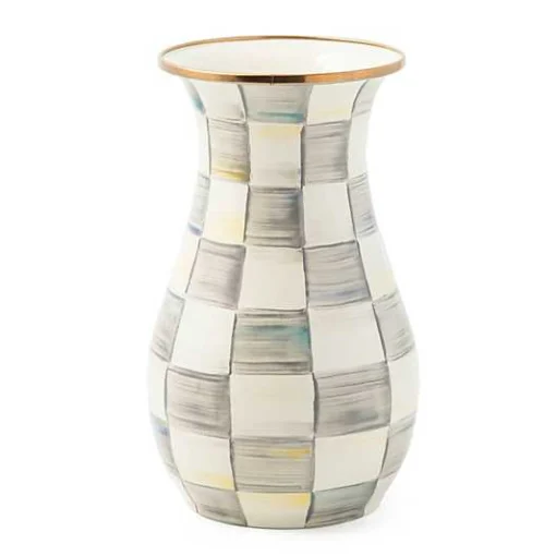 Sterling Check Tall Vase