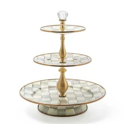 Sterling Check Three Tier Sweet Stand