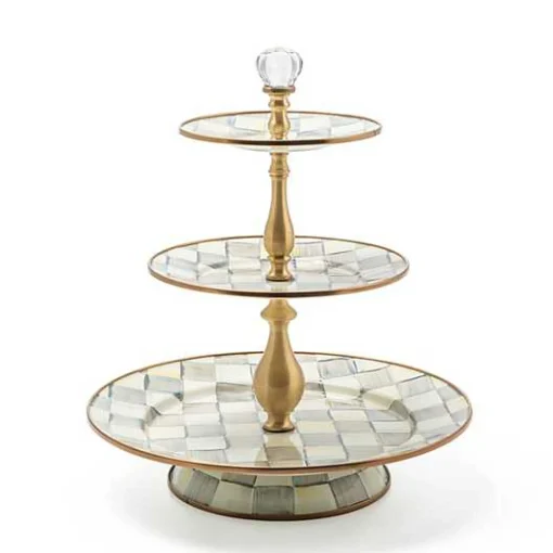 Sterling Check Three Tier Sweet Stand