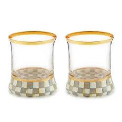 Sterling Check Tumbler Glass, Set of 2
