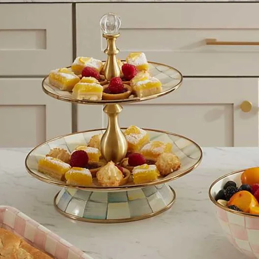 Sterling Check Two Tier Sweet Stand