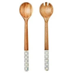 Sterling Check Wood Salad Servers