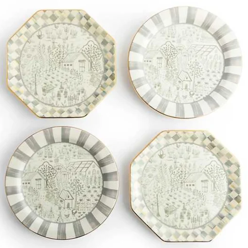 Sterling Cottage Dessert Plates,  Set of 4