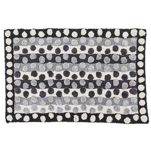 Stripe  Dot Grey Bath Rug